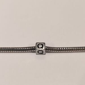 Silver Q‎ Spacer Charm for Pandora Style Bracelet